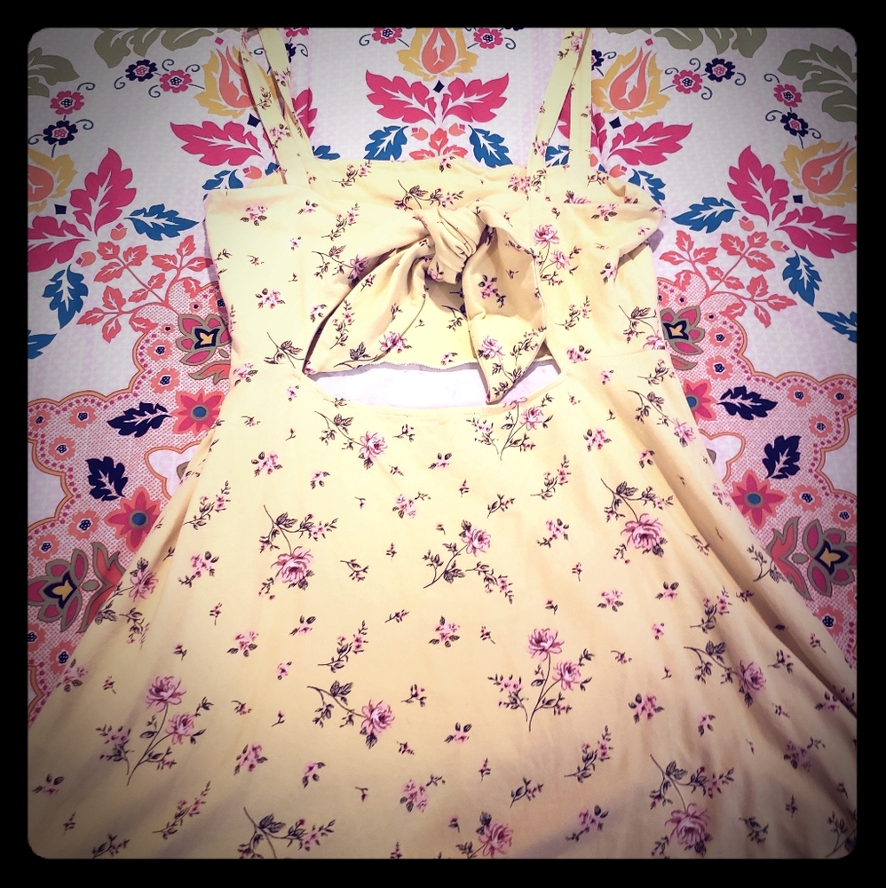 Yellow Sundress with pink flowers